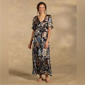 NWT Johnny Was JADE Melina Maxi Dress Burnout Velvet Floral Women's XS S Med